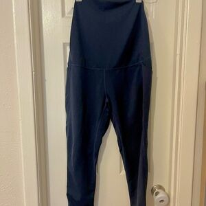 Senita Athletics Navy Blue Maternity Leggings with Pockets